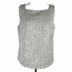 Alfani top size 12 gray Embroidered floral tank